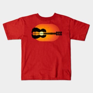 guitar island sunset Kids T-Shirt